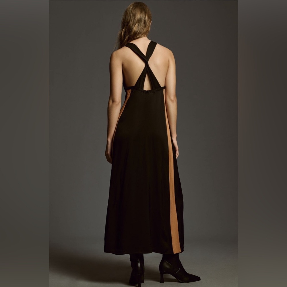 ✨ Anthropologie Colorblock Twist-Back Midi Dress Sz M